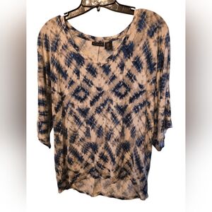 Tahari Rayon Tie-Dye V-Neck Dolman Sleeves Women's Top Blouse Med.